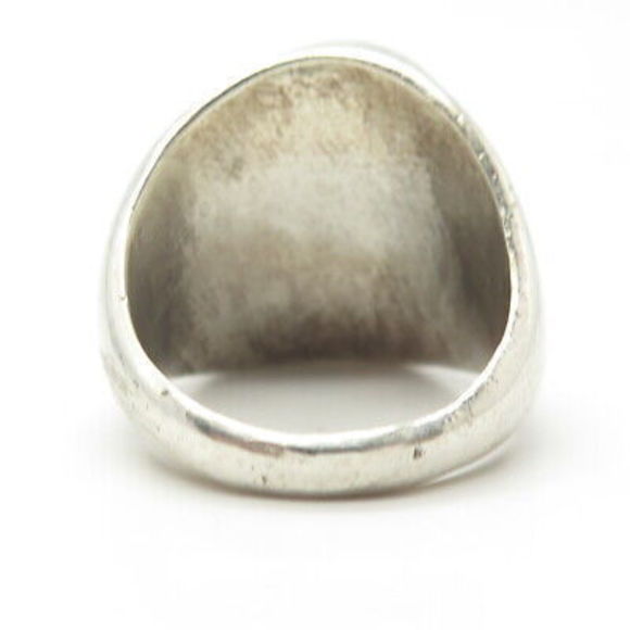 925 Sterling Silver Vintage Navajo Real Turquoise Inlay Tribal Ring Size 10.5 - Picture 5 of 8